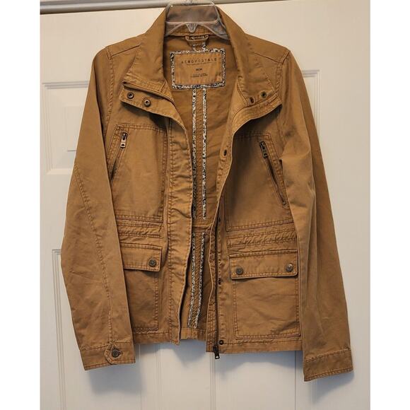 Aeropostale Womens Jacket Tan (Size M) Accented With Pockets, Zippers and Snaps - Picture 2 of 12